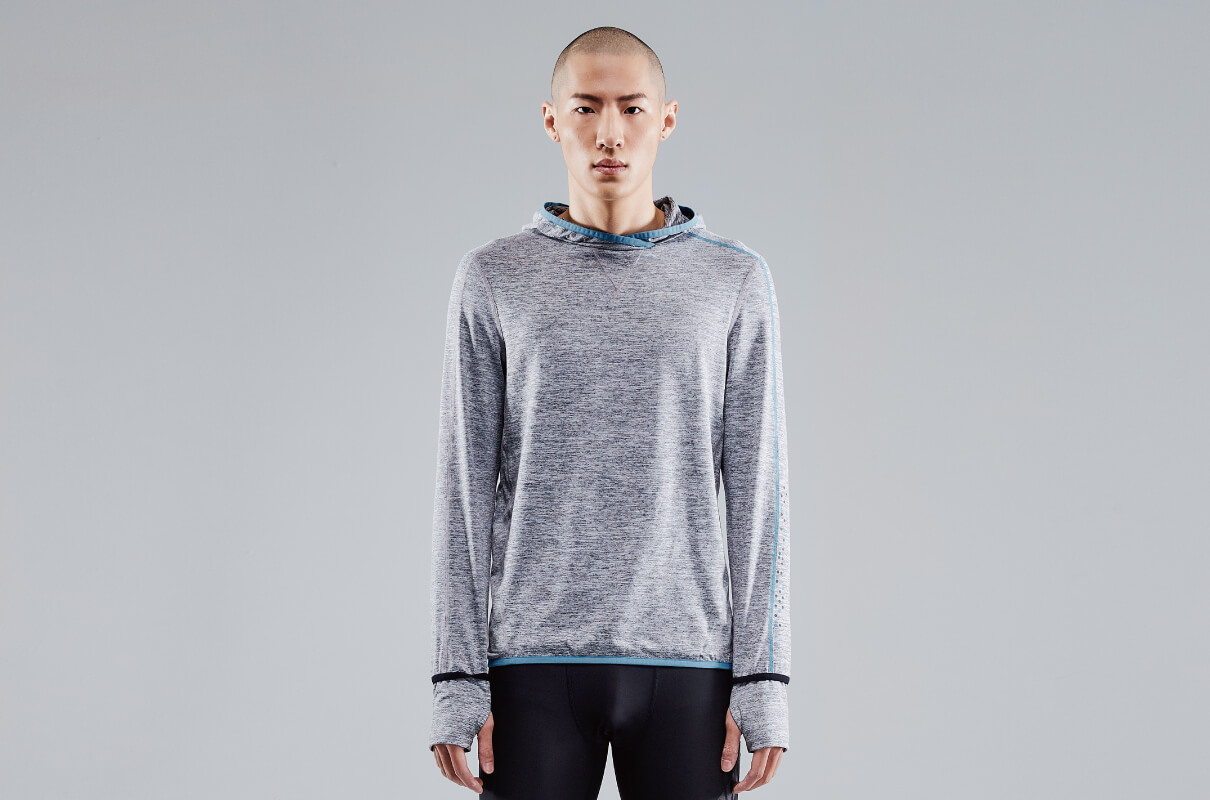 CROSSOVER NECK RUNNING HOODIE MEN 