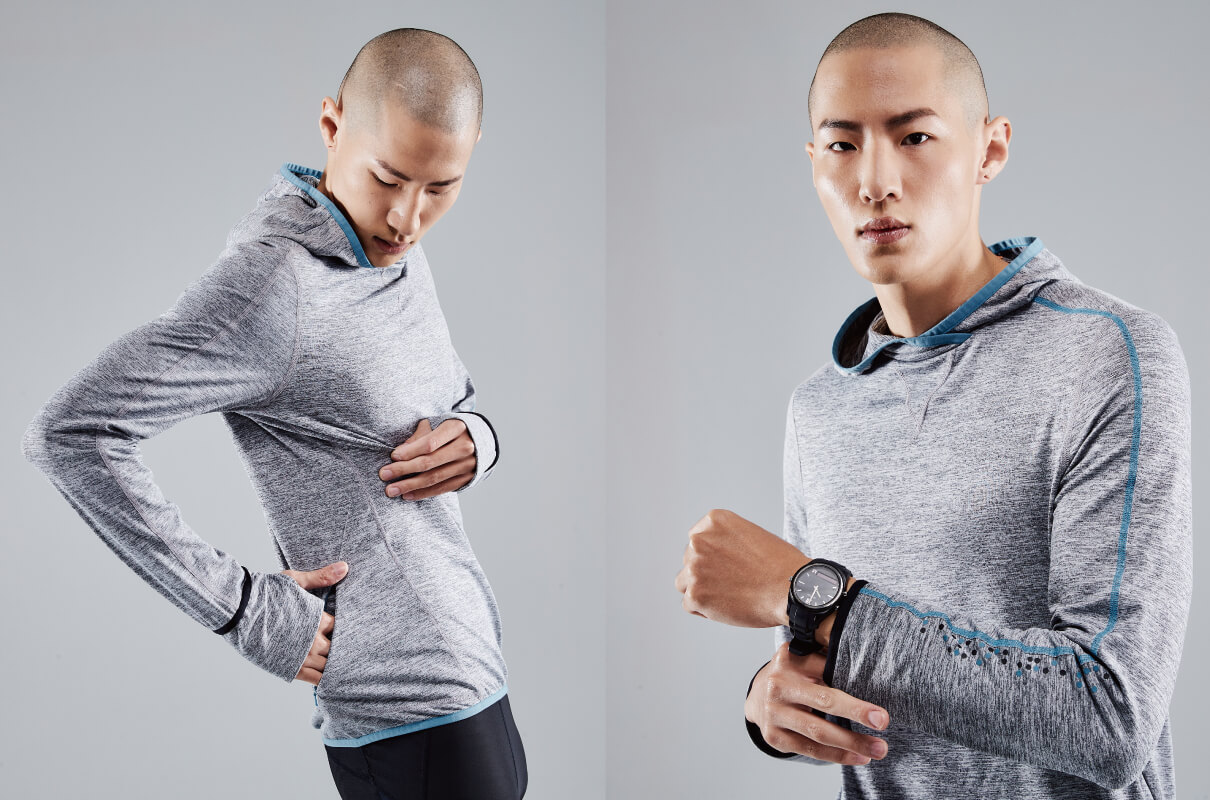 CROSSOVER NECK RUNNING HOODIE MEN
