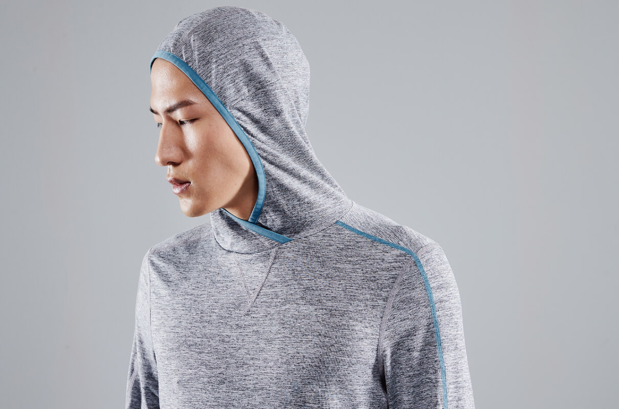 CROSSOVER NECK RUNNING HOODIE MEN 