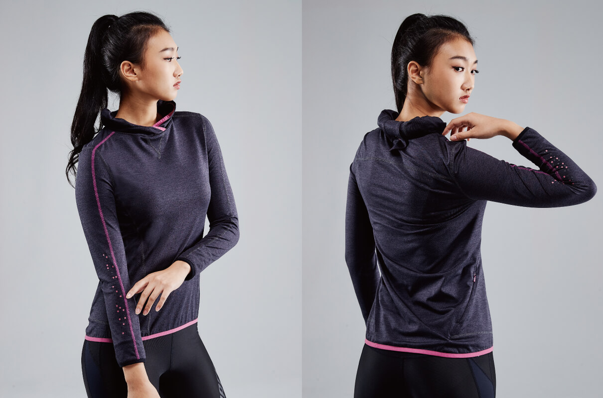 CROSSOVER NECK RUNNING HOODIE WOMEN
